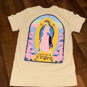 Samegang Cream Graphic Tee with Virgen de Guadalupe Design (size SM)